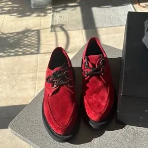 Saint Laurent | Shoes | Saint Laurent Mens Vibrant Red Suede  display picture 1